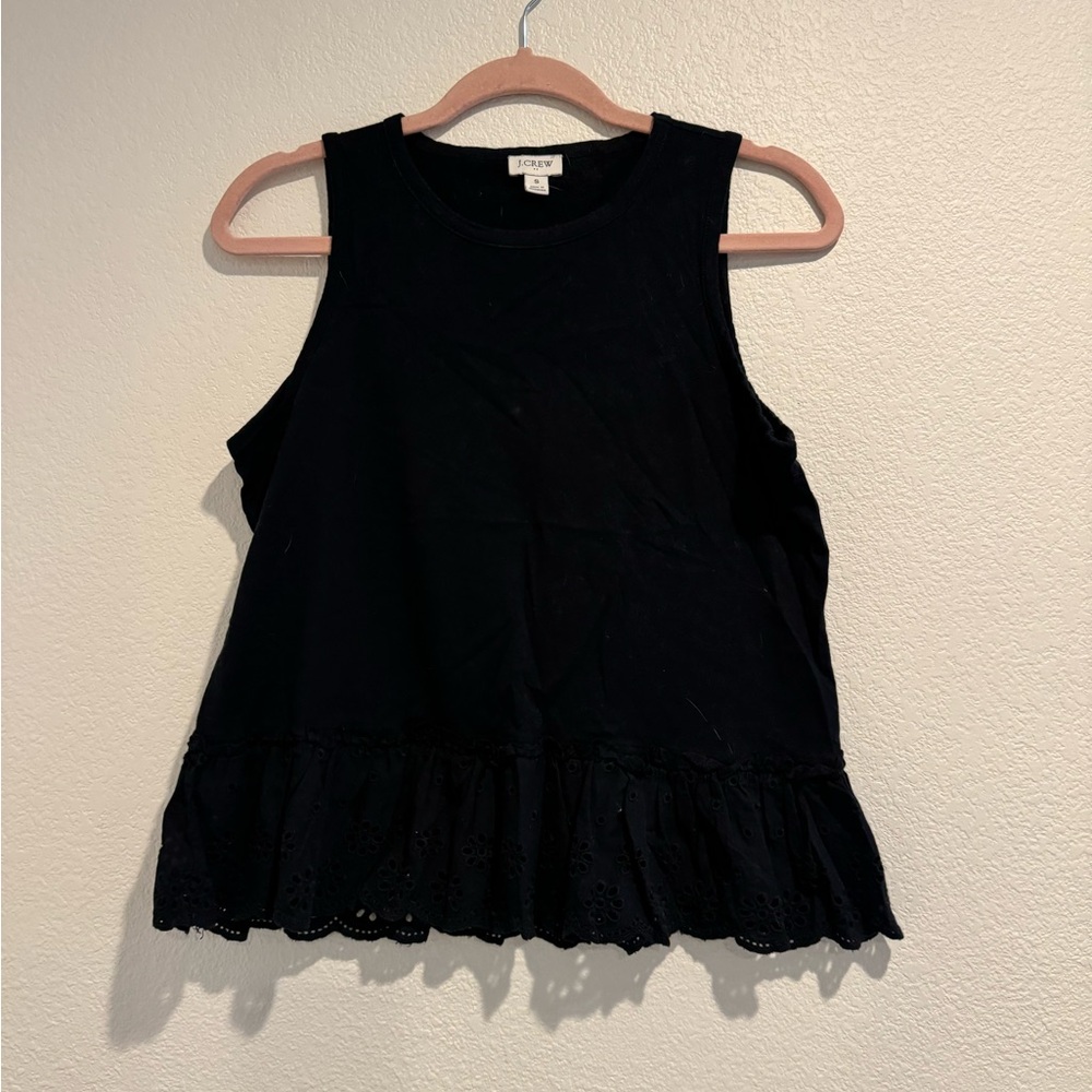 J. Crew - Peplum Tank - Black and Eyelet - Size S